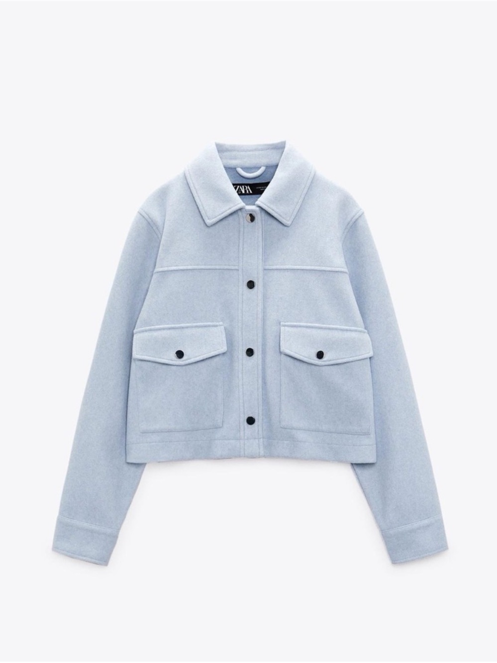 Zara Sky Blue Cropped Soft Jacket - Medium - Picture 2 of 6
